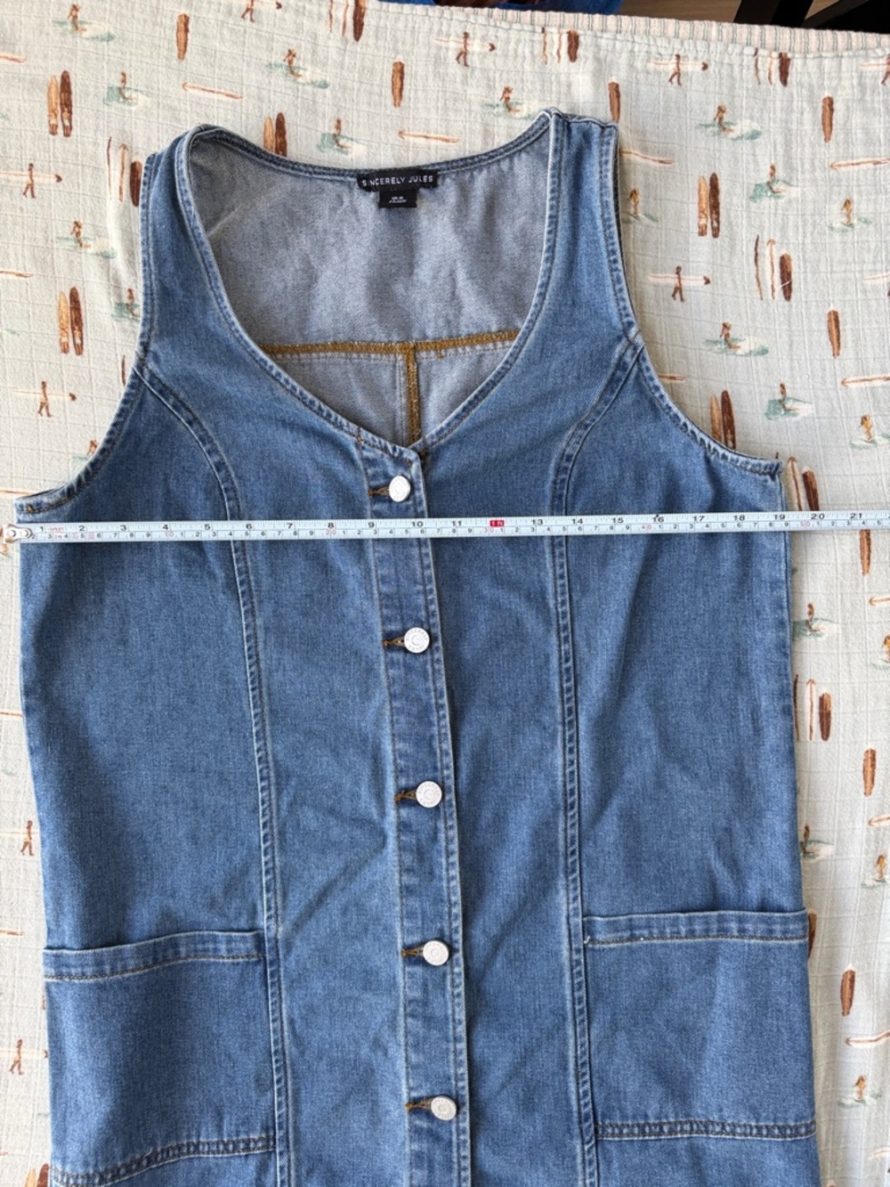 Sincerely Jules Light Blue Denim Dress with Black Label - Picture 7 of 9